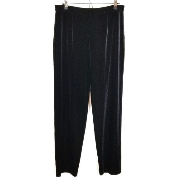 Chico's Women Velour Pull On Pants Size XL Reg Black Comfort Travel